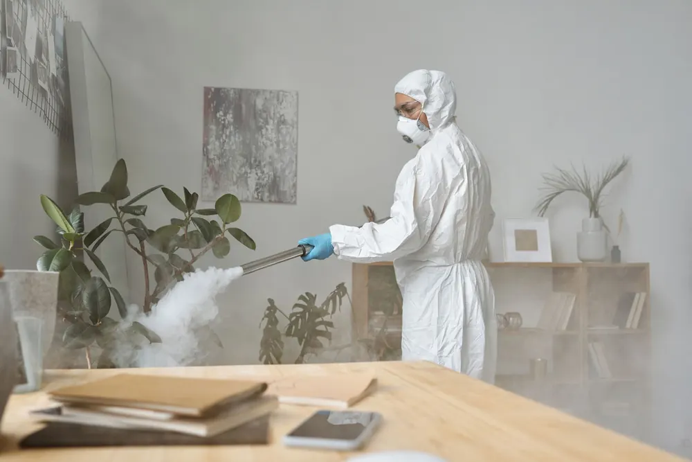 Pest control technician treating a home in Pretoria